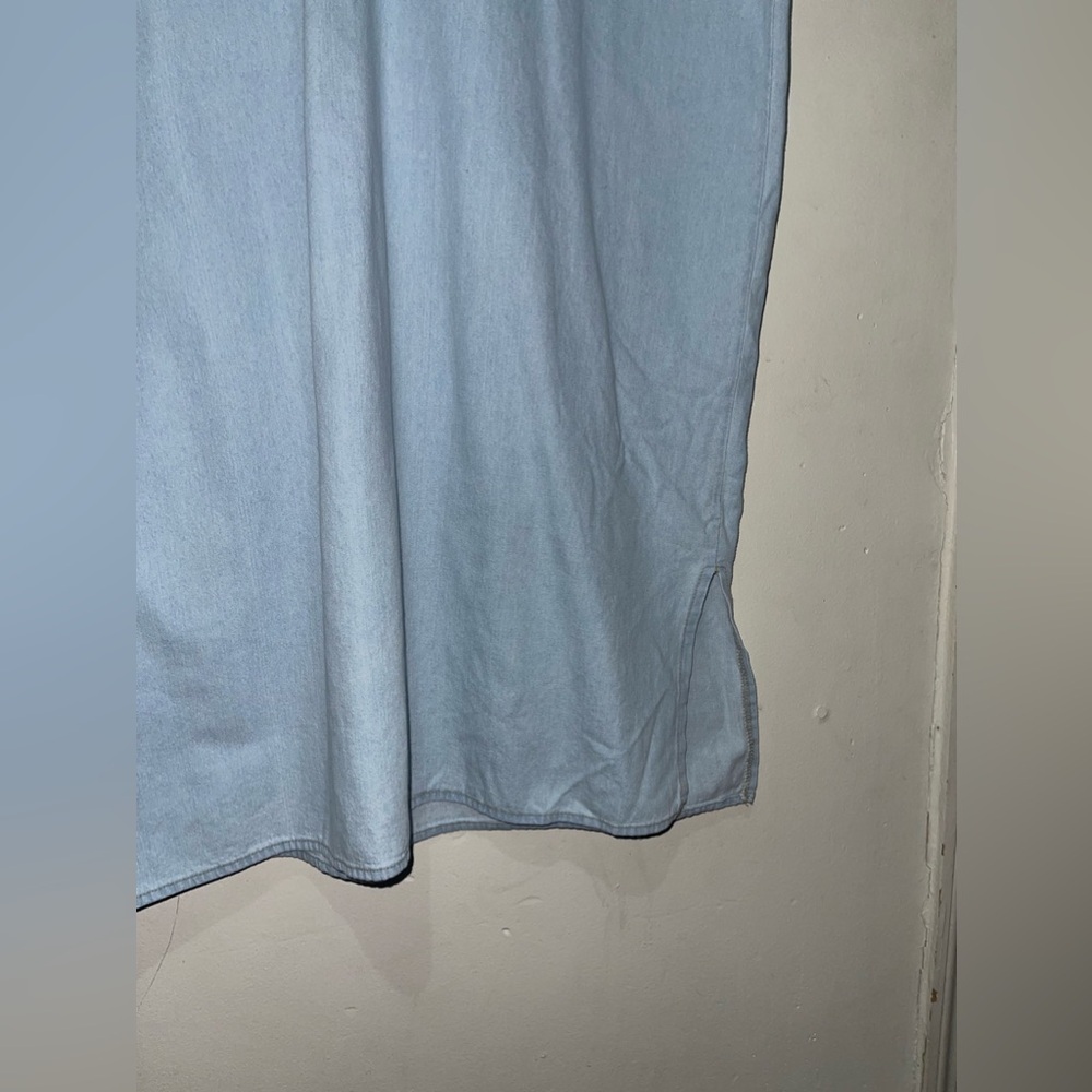 Minimalist Pullover Button Front Denim Dress - image 2